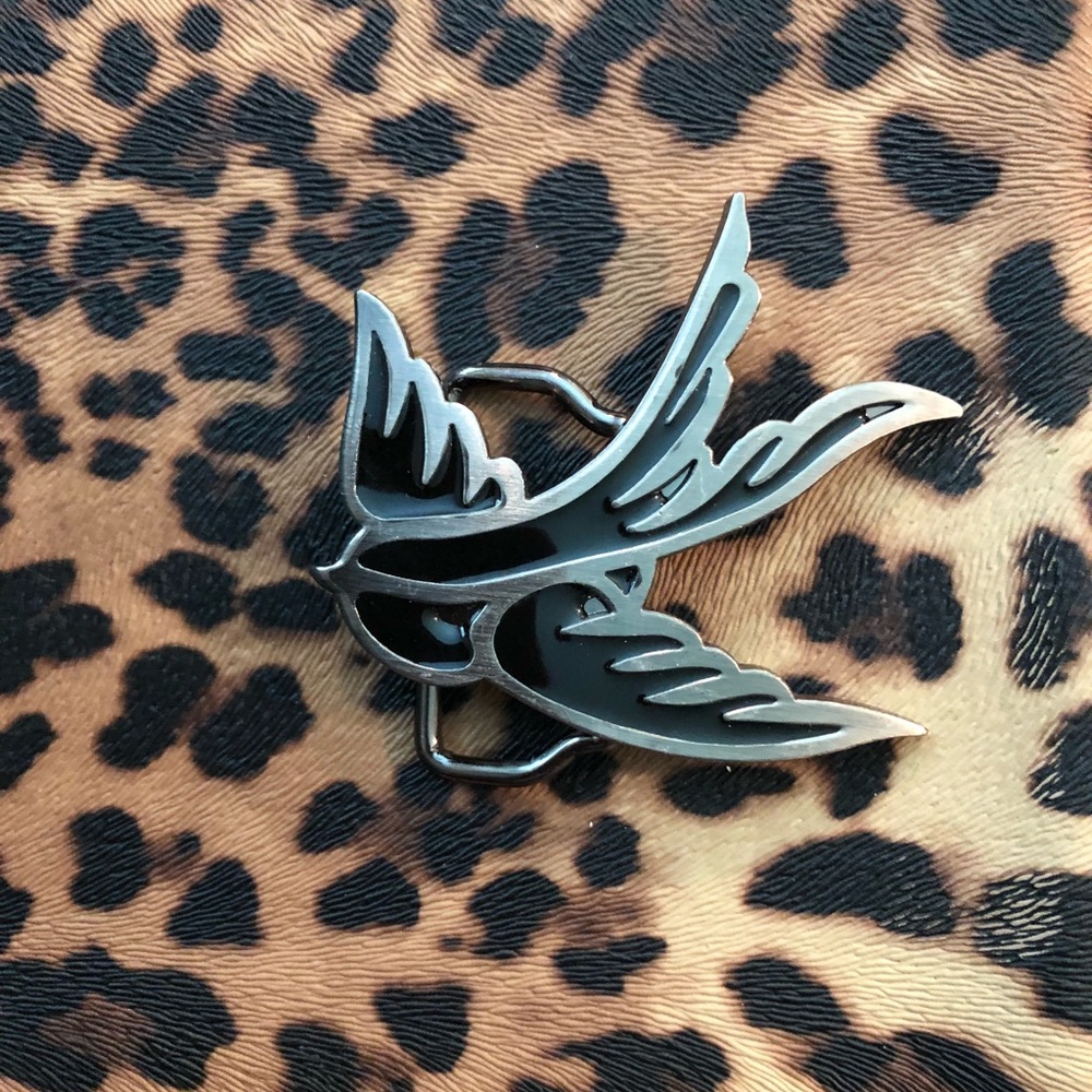 Black Swallow belt buckle punk rockabilly emo